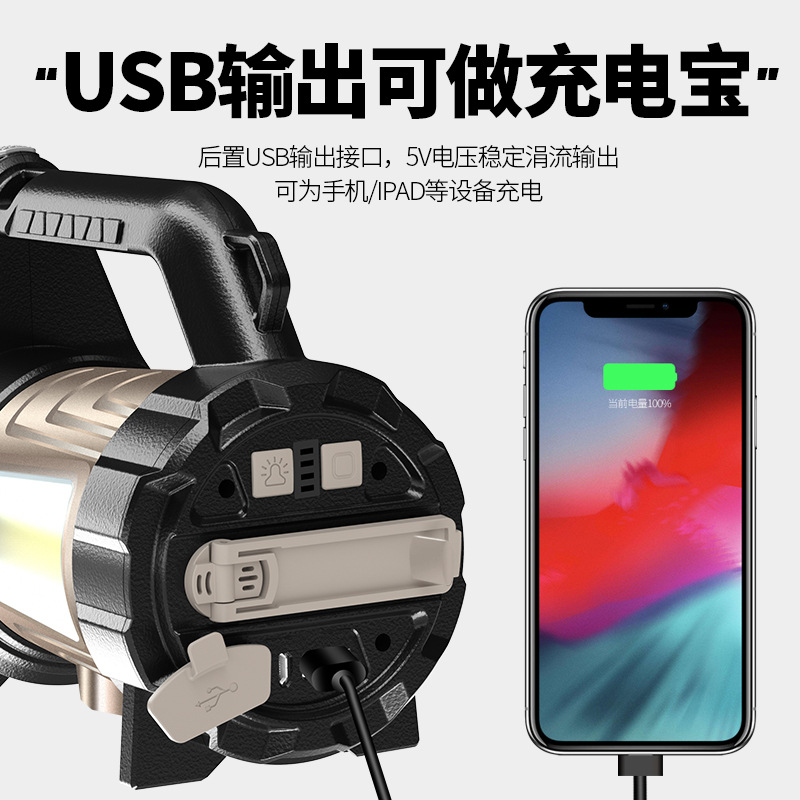 Nueva Luz de rescate de emergencia de carga USB transfronteriza generación de energía de manivela al aire libre reflector portátil LED con advertencia de bocina