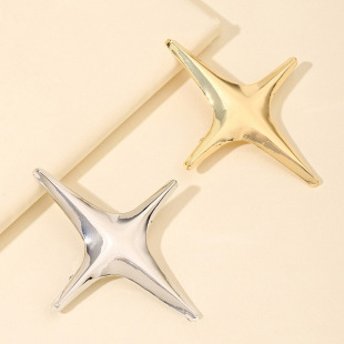 Cross-border New Products Mirror Polished Cold Cross Star Metal Brooch Advanced Sense Niche Design Suit Pin Corsage
