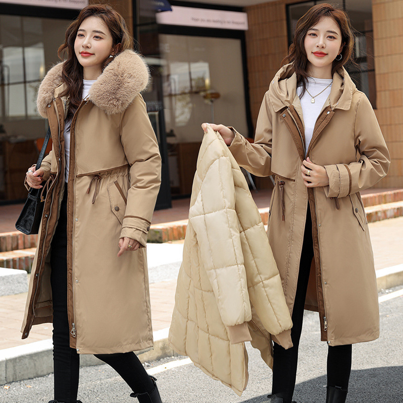 One-piece and Three-wear Detachable Jacket for Women, Mid-length New Style down Cotton Clothes, Waist Slimming Look, Thickeneded Quilted Jacket One-piece and Three-wear Detachable Jacket for Women, Mid-length New Style down Cotton Clothes, Waist Slimming Look, Thickeneded Quilted Jacket