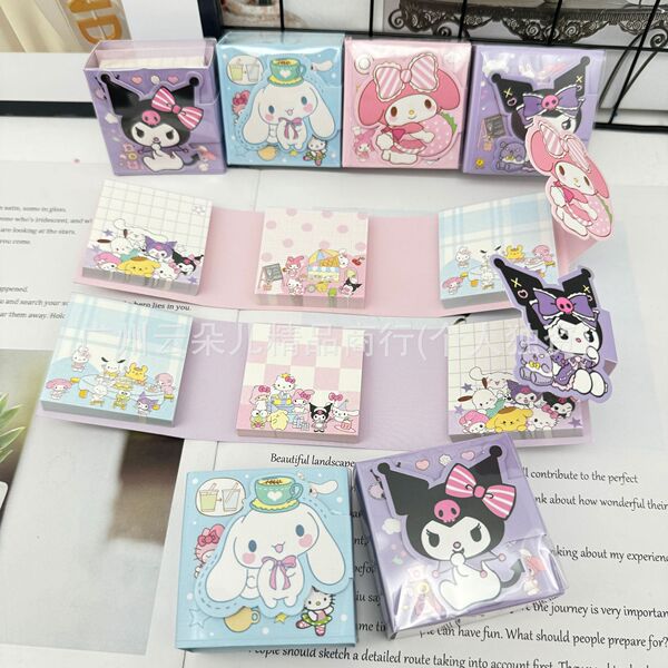 Cartoon Tri-fold Magnet Notebook Cute Kuromi Melody Jade Gui Folding…