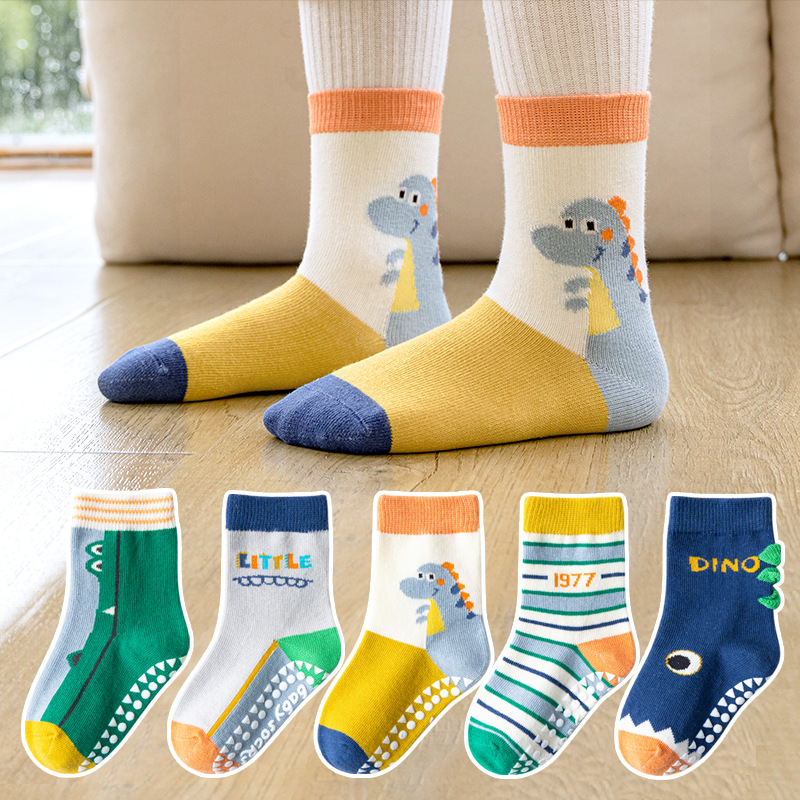 Calcetines para niños otoño minqi calcetines de piso de dispensación calcetines de media pantorrilla calcetines de trampolín 1-12 años de edad calcetines de algodón para niños medianos y grandes antideslizantes