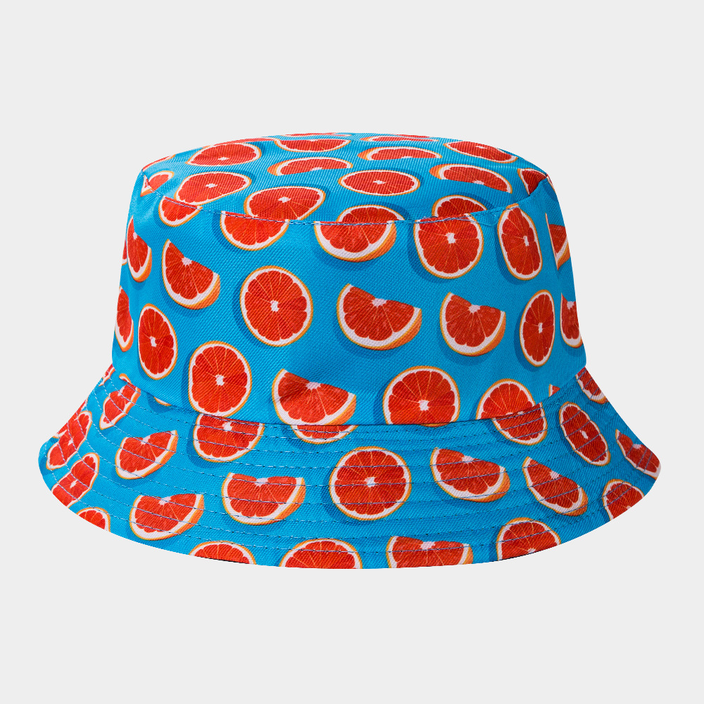 Fashion New Leaves Avocado Orange Plant Printed Reversible Bucket Hat Wholesale display picture 6