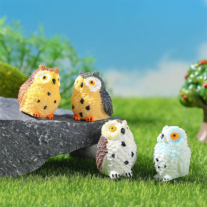 Moss micro landscape creative green plant gift zakka resin exposed feet owl decorative ornaments