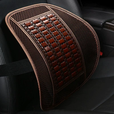 Waist support, wooden beads, breathable backrest cushion, seat - brown-bamboo-lumbar-support-natural-bamboo-pieces-cool-and-breathable
