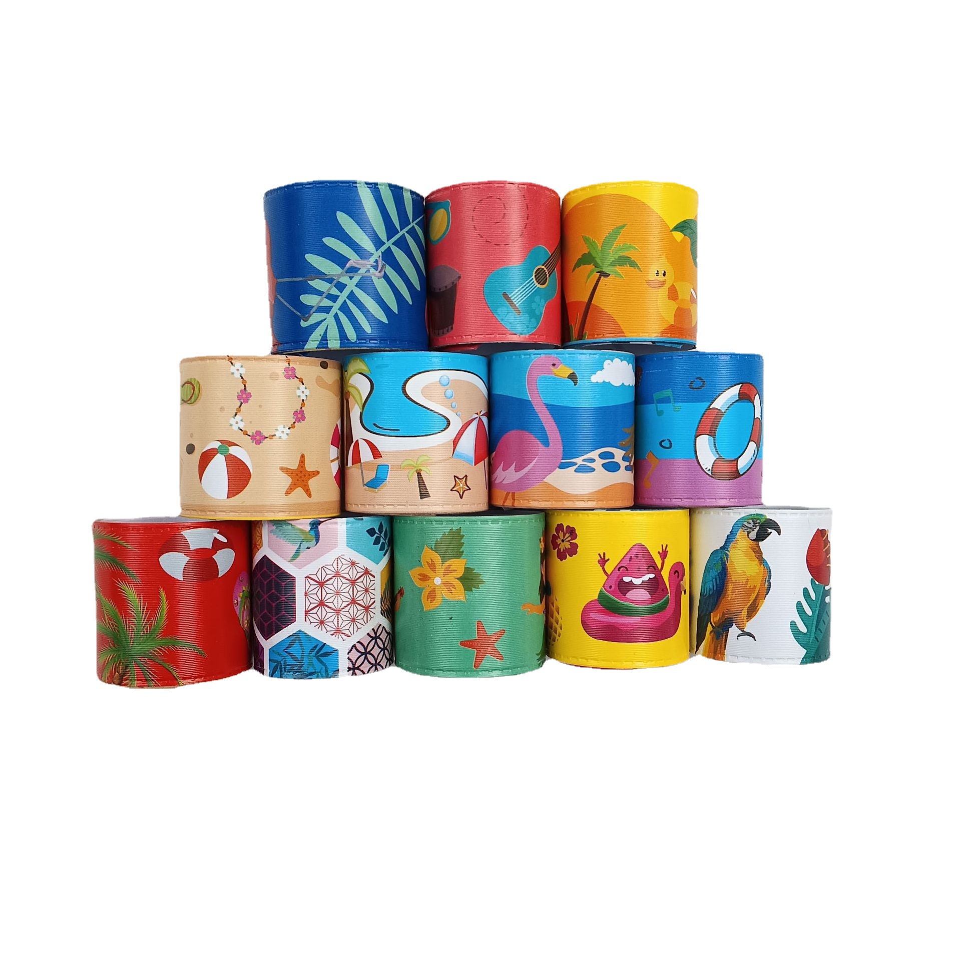 Hawaiano Snap anillo Flamingo partido Snap anillo pulsera planta tropical correa de muñeca