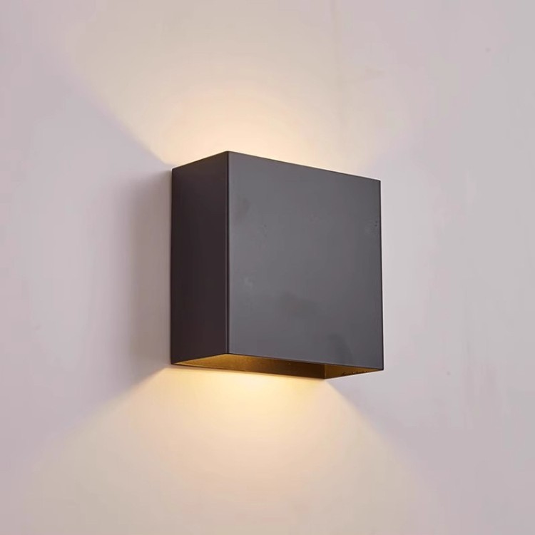 Luz de pared de cabecera del dormitorio nórdica simple cuadrada ultra delgada sala de estar luz de pared de fondo balcón luz de atmósfera impermeable exterior