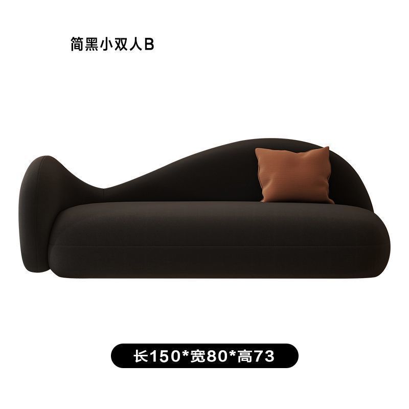 现代简约布艺沙发小户型网红款客厅卧室休闲弧形黑色小双人位沙发|undefined