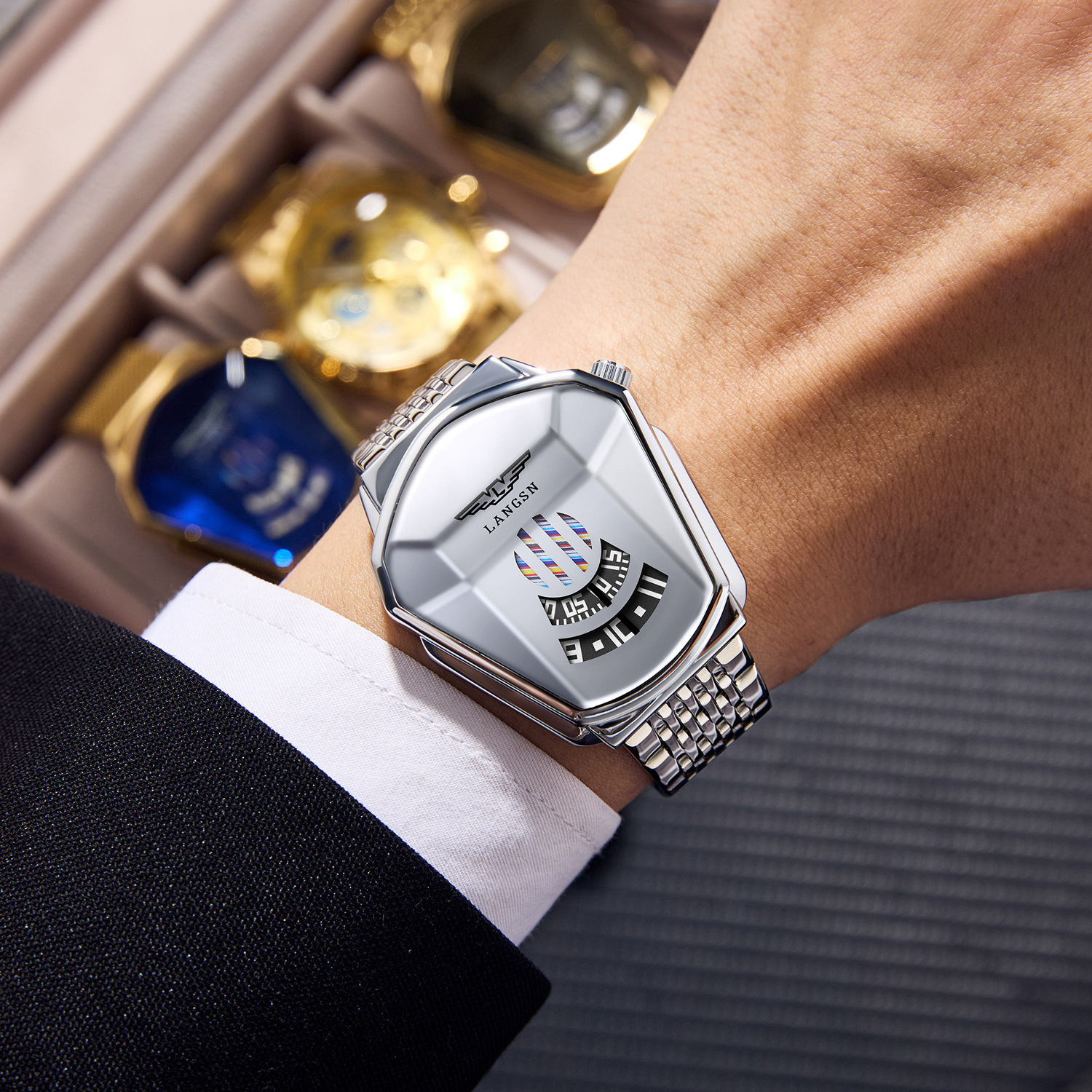 Montres pour hommes, montre de moto personnalisée, montre à quartz étanche, design irrégulier et tendance, grand cadran, tendance et élégante_voghion.com