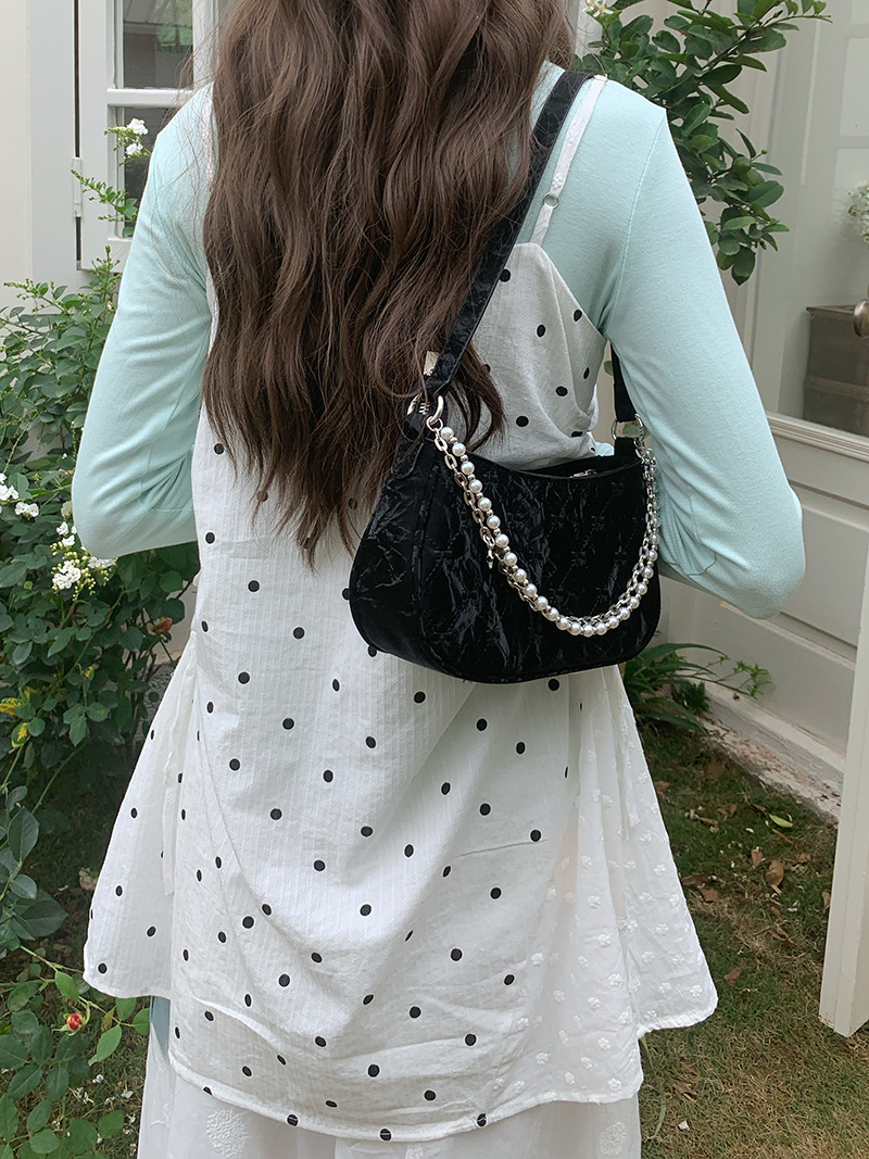 181g Weight Pearls, Sewing Thread, Chain Fashion Element Zipper Closure Type Single Shoulder Strap Strap Type Shoulder Bag Bags Type Casual, Daily, Shopping Occasion Pu Leather Material Solid Color, Bow Knot Pattern All Seasons Season Women's Gender Cute Style Square Shape Women's Pu Leather Solid Color Bow Knot Cute Pearls Sewing Thread Chain Square Zipper Shoulder Bag 13