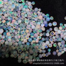 批发天然欧泊戒面 澳宝圆形平底包珠裸石 火彩好 蛋面光面半成品