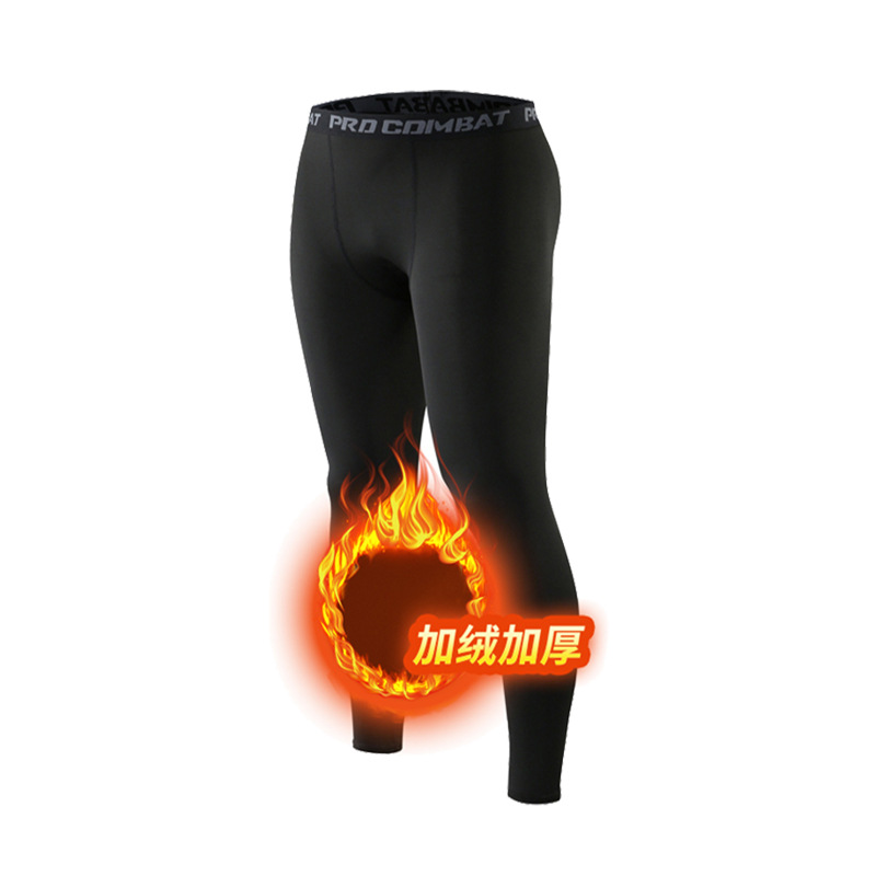 Fitness compresión elástica corriendo medias a prueba de frío de secado rápido Otoño e Invierno hombres baloncesto transpirable Pantalones deportivos con forro polar