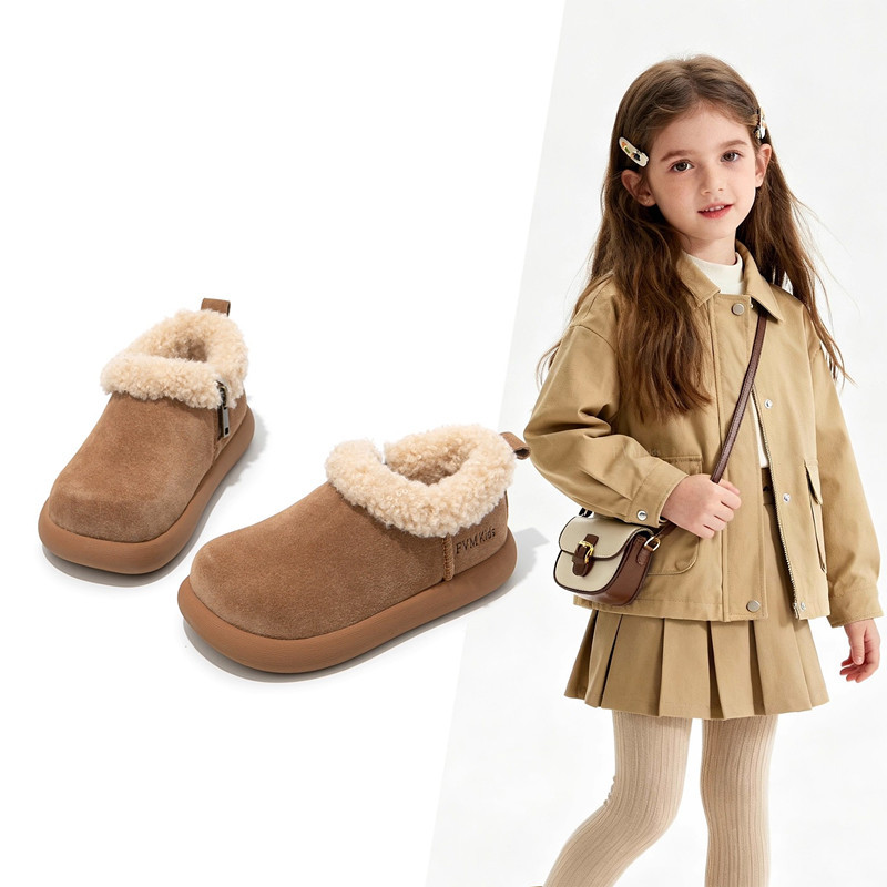 Girls' Snow Boots Children's Large Cotton Shoes 2025 New Winter Warm Plush Thickened Cotton Boots Boys' Trendy Shoes