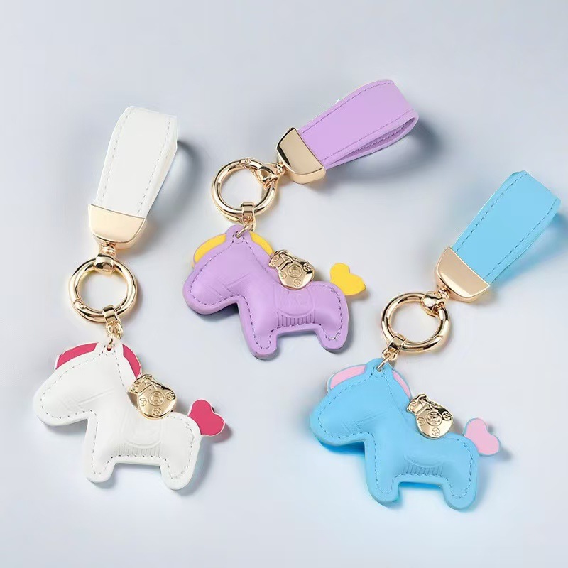 Werden Sie schnell reich, süßer Pony-Schlüsselanhänger, Anhänger, Paar, Leder, Cartoon-Ornament, exquisiter Rucksack, kleines Geschenk_voghion.com