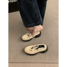 网红时尚厚底增高粉色鞋子女2024新款浅口蝴蝶结玛丽珍休闲运动鞋