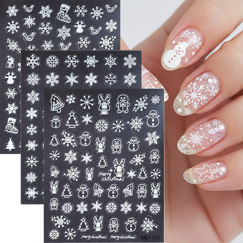 New Christmas Snowflake Embossed Nail Art Stickers Autumn and Winter Explosions White Cute Snowman Elk Nail Decoration Wholesale New Christmas Snowflake Embossed Nail Art Stickers Autumn and Winter Explosions White Cute Snowman Elk Nail Decoration Wholesale