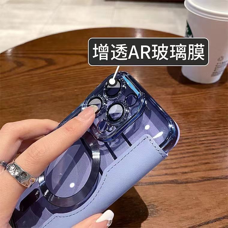 Funda de cuero plegable iPhone16 para Apple 15Promax funda magnética para teléfono móvil 13 galvanoplastia a prueba de caídas se4 transfronterizo