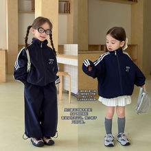 女童韩版时髦休闲运动套装2025秋装新款儿童宽松百搭外套潮