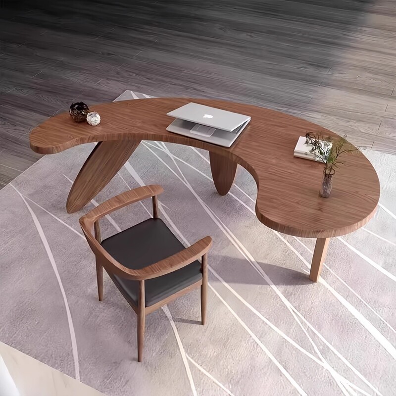 Modern Simple Solid Wood Curved Desk Home Office Desk Designer Creative Desk Special-Shaped President Computer Desk