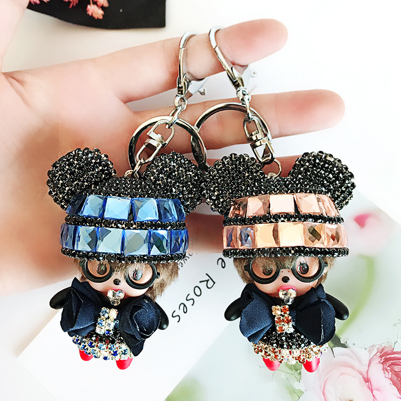 镶钻小米奇钥匙扣抓娃娃机礼物可爱卡通钥匙扣挂件汽车包包挂件钥|ms