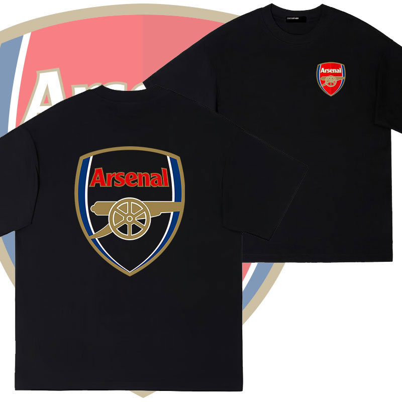 프리미어 리그 아스날 엠블럼 Arsenal F.C. 신장 긴 스테이플 코튼 반팔 티셔츠 루즈 탑 반소매 통기성