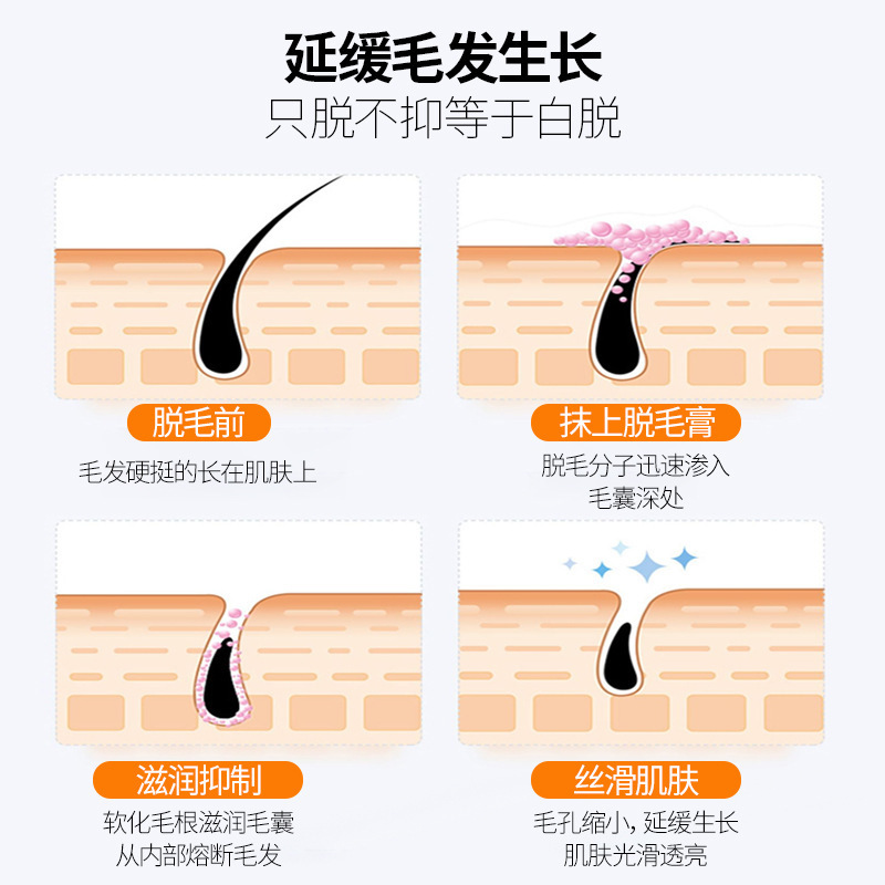 Botella grande de crema de depilación OTOU puede eliminar el vello de los labios, el vello de las manos, el vello de las piernas, el vello de las axilas y las piernas, sin dolor y sin rastro.