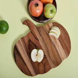 南瓜形木质砧板厨房装饰,哥特式砧板带手柄,木炭木板,上菜