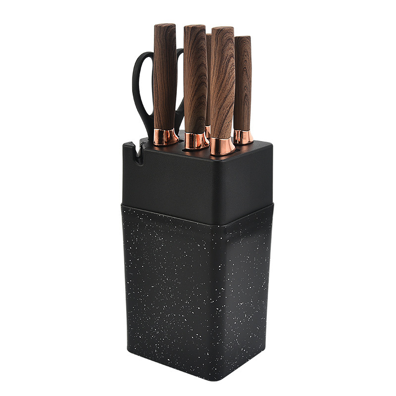 Cuchillo de red multifuncional, mango inclinado de siete piezas, conjunto de cuchillos de acero inoxidable, conjunto completo de cuchillos de cocina domésticos