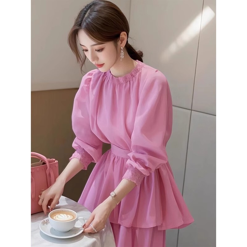 Xiaoxiangfeng グリーンレースシャツデザインハイエンドレディース 2025 春夏新作ドーパミンシフォンシャツ|undefined