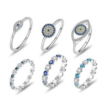 欧美流行恶魔之眼戒指女百搭滴胶蓝眼睛外贸热销蓝眼睛戒指套装女