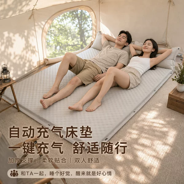 Outdoor Egg Nest Mat Polka Dot Automatic Inflatable Mattress Moisture-Proof Mat Camping Tent Floor Mat Lunch Break Mat Portable Floor Mat