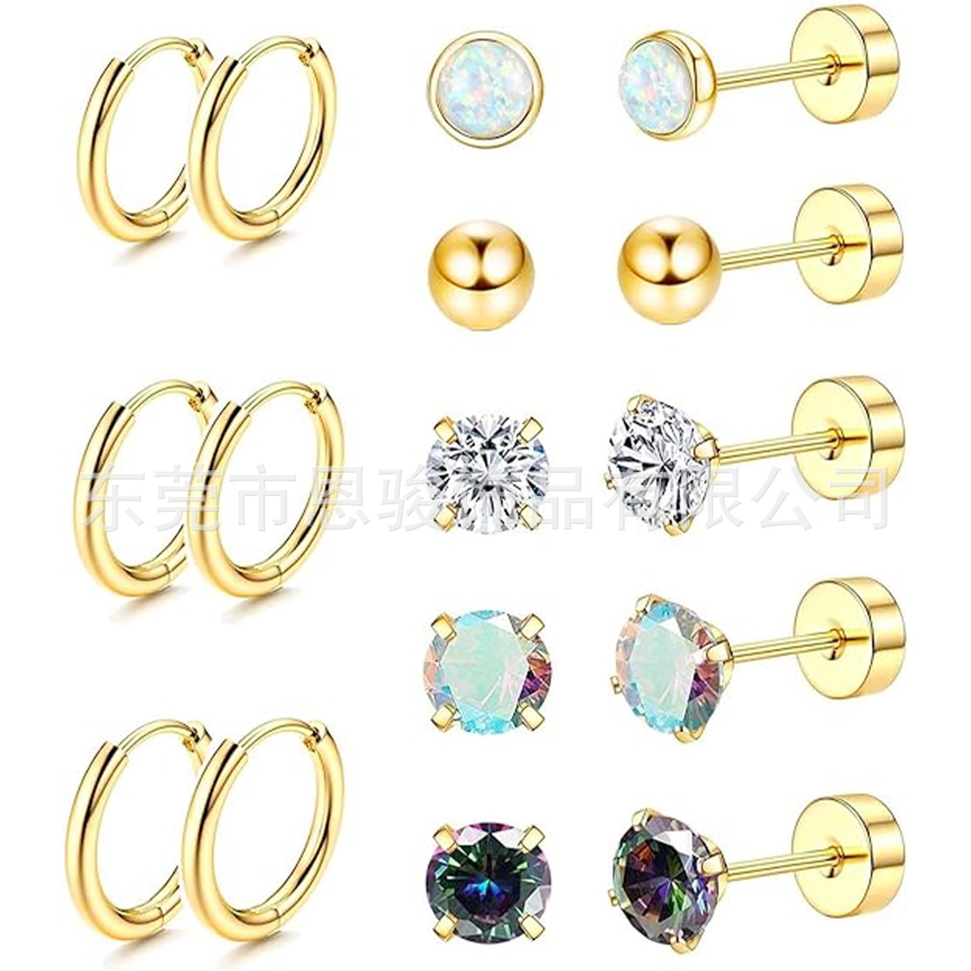 Earrings stainless steel with zircon