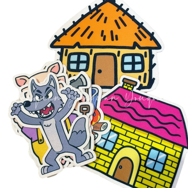 三只小猪绘本故事教具毛毡布偶贴教具围裙剧|undefined