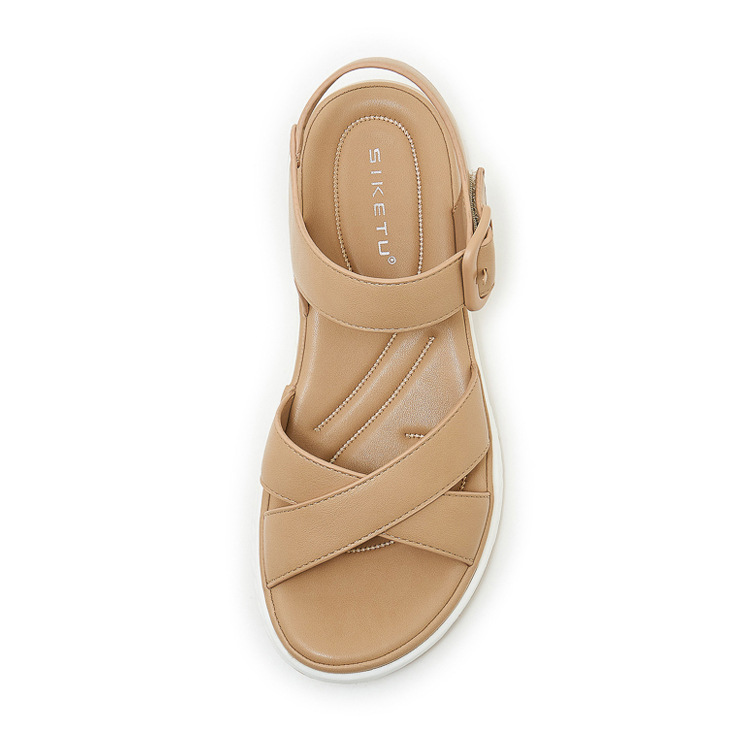 Sandal quai chéo nữ đế dày chống trượt mùa hè — màu nâu, màu đen, màu xám, màu mơ chi tiết 36