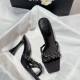 Cross Strap Rhinestone High Heels 2025 New Crystal Chain Square Open Toe Horseshoe Heel Beautiful Women's Sandals