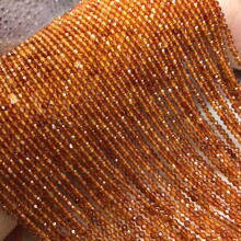 极细2mm刻面渐变橙石榴石天然芬达石散珠半成品DIY锁骨链手链配珠