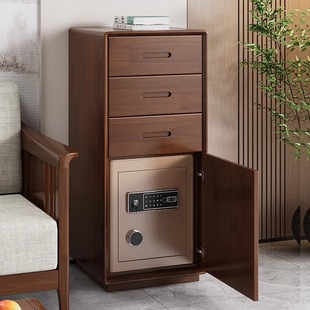 Solid Wood Bedside Table Safe Integrated Household Small Simple Safe Bedroom Invisible Smart Bedside Storage Cabinet
