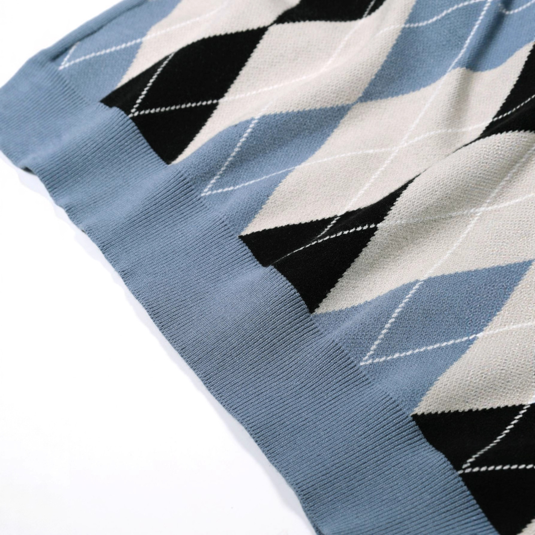 Herbst und Winter neue Mode Plaid Nähte Wolle Langarm lose schlanke Top Pullover Pullover Männer_voghion.com