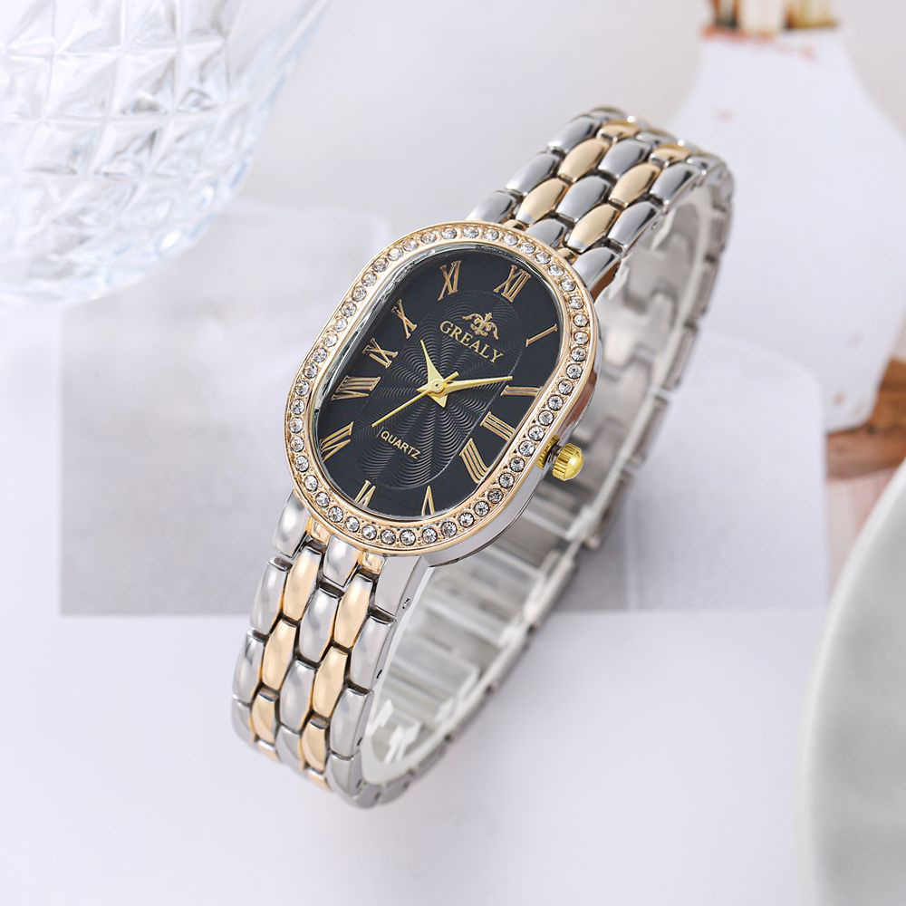 Nuevo reloj de lujo transfronterizo con diamantes de imitación para mujer, esfera multicolor en forma de barril, temperamento de moda, cinturón de acero romano, reloj para mujer image 4