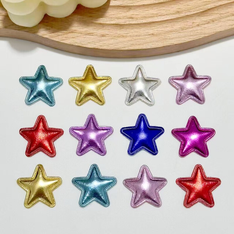 Pu Glossy 2.5cm Five-Pointed Star DIY Handmade Hairpin Headwear Clothing Accessories Baking Cake Insert Decoration Accessories