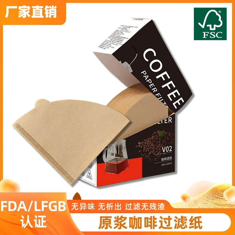 Food Grade Coffee Filter Paper Cone Type Hand-Brewed Coffee Filter Paper Coffee Machine Disposable V02 Filter Paper 1-4 Servings