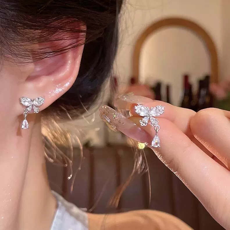 Серьги из серебра 925 с жемчужным бантиком, микровклейка цирконием, стиль 2026