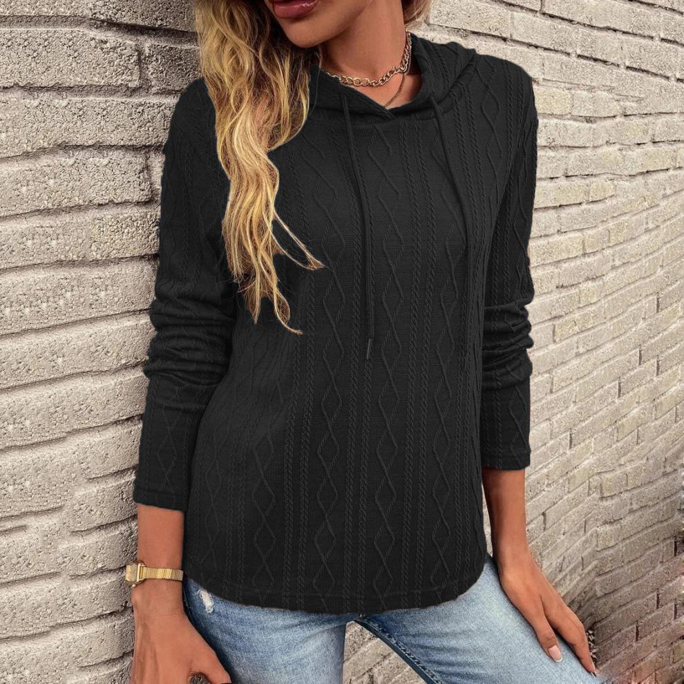 Langärmliges Damen-Pullover mit Kapuze und Kordelzug für den Herbst_voghion.com