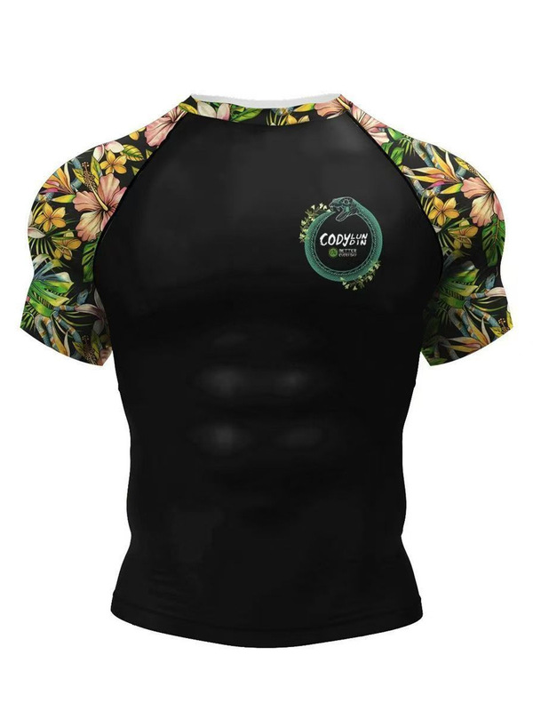 2025夏の新型3dプリントtシャツ男性ガードル運動訓練服丸襟半袖|undefined