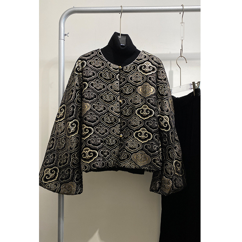 893 Silk Velvet Gold-Stamped Quilted Cotton Jacket, Sizes S m L Xl, Nanyou Special Price Flash Sale, No Returns or Exchanges!