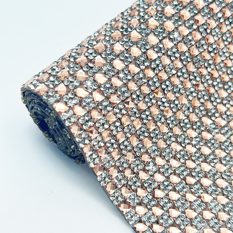 Parche de diamantes de imitación de vidrio de color brillante intermitente, adhesivo de malla de fondo, pegatina de diamantes en caliente, pegatina de diamantes decorativa de bricolaje, accesorios de ropa, pegatina de diamantes