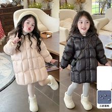 新款中长款儿童棉服女童加厚外套棉衣棉袄冬季洋气保暖连帽时尚