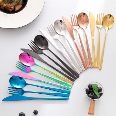 304 Stainless steel Korean Knife and fork Spoon tableware Steak knife thickening ladle household a soup spoon Pasta Fork