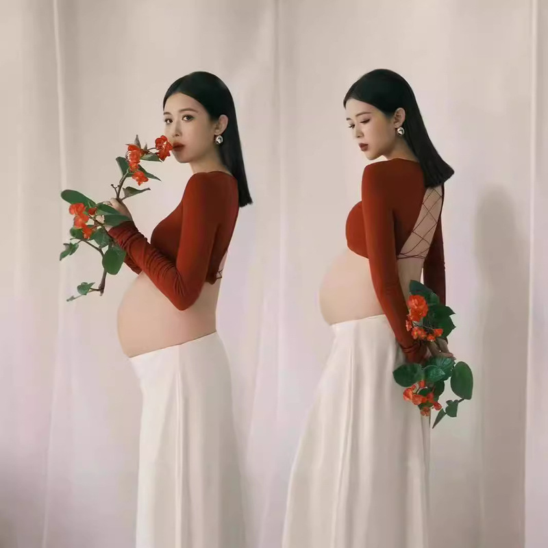 Photo Studio New Maternity Photo Clothing Retro Simple Style Advanced Pregnant Mom Fashion Cute Super Fairy Photo Photography Clothing
