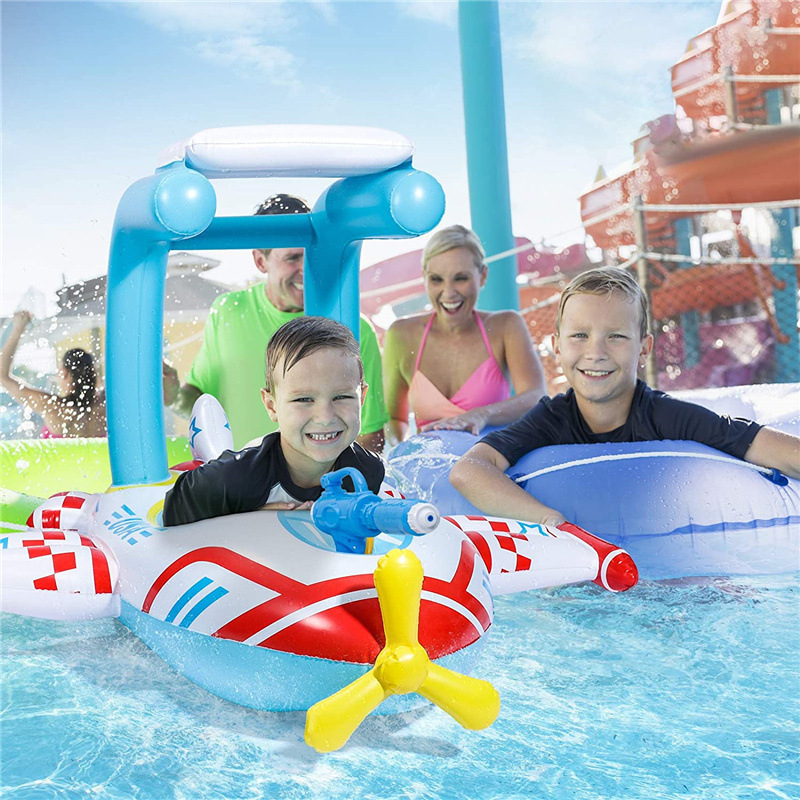 Manufacturer's New pvc Product Inflatable Water Aircraft Kidsren's Water Spray Gun Play Inflatable Swimming Ring