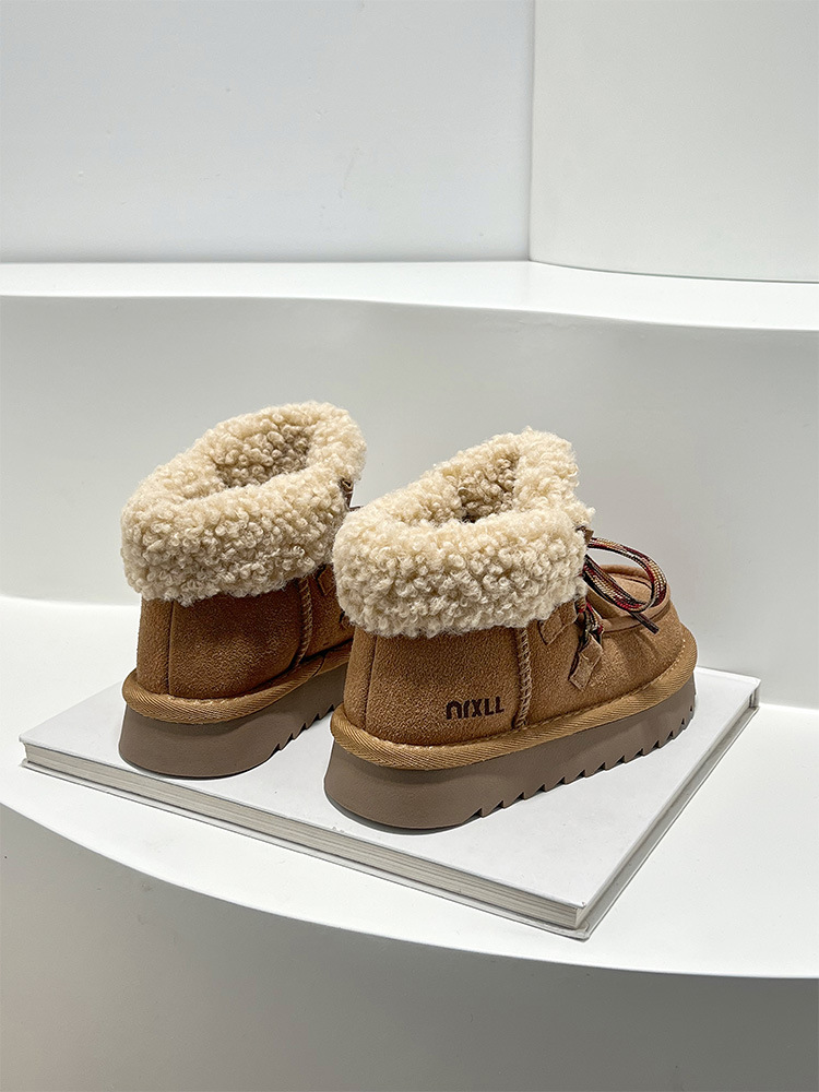 Girls Lamb Wool Snow Boots Winter Slip On Sneakers For Kids_voghion.com